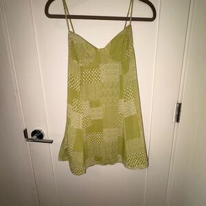 Kendall & Kylie Lime Green Patchwork Spaghetti Strap Mini Dress